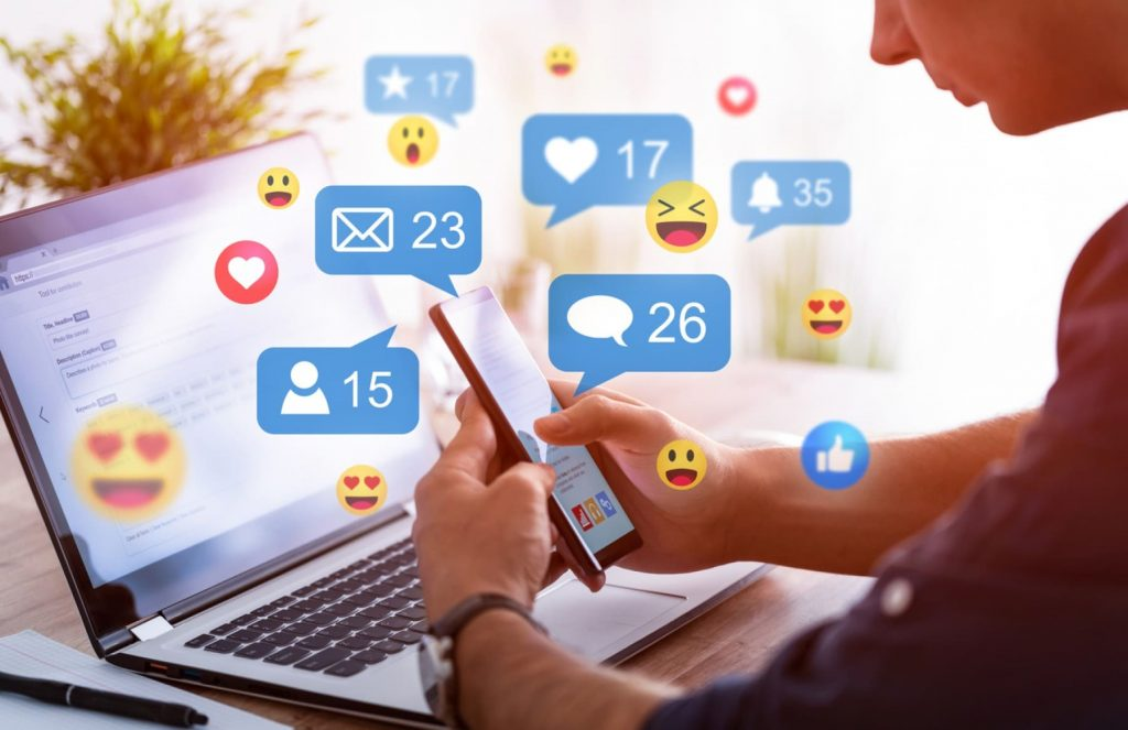 Interação em tempo real com redes sociais como parte de uma campanha de Marketing Digital.