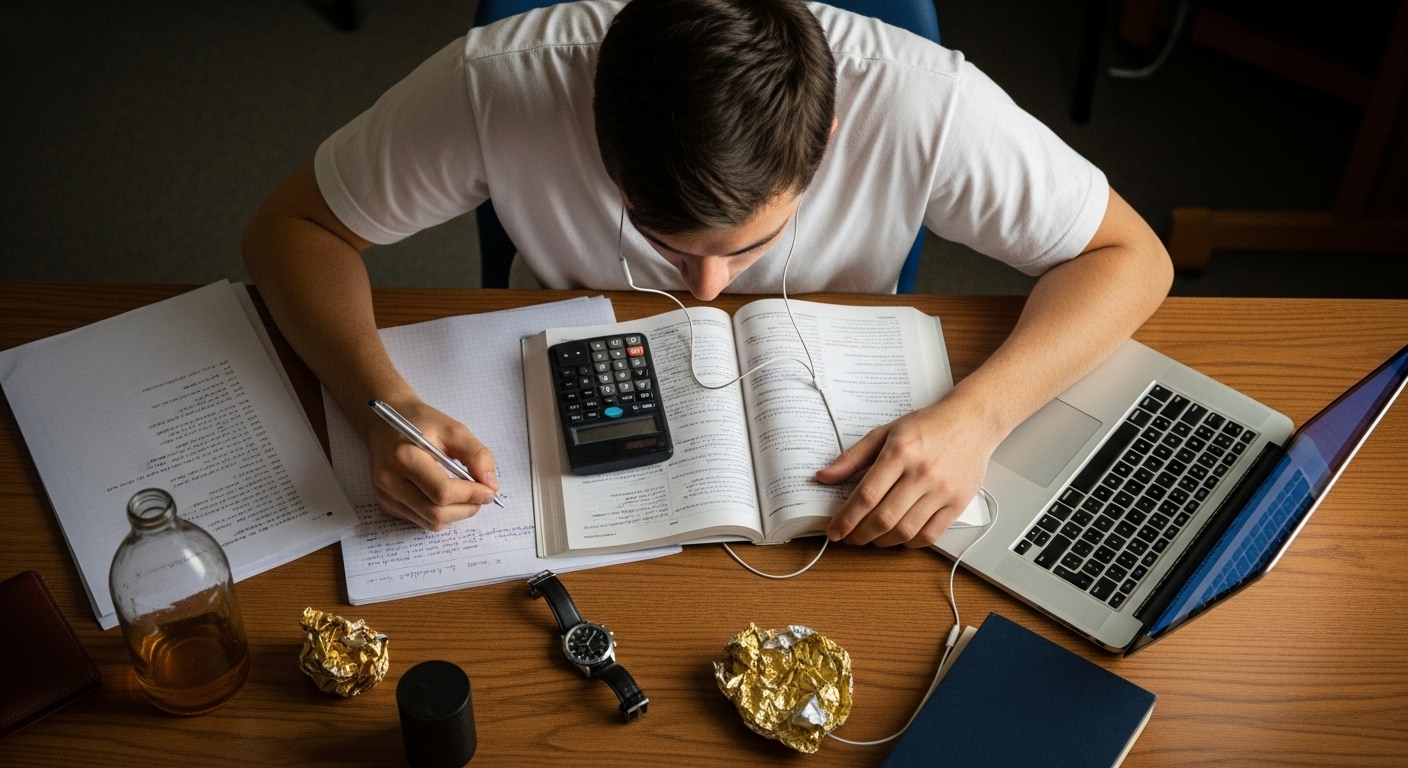 Cena de estudo e análise, onde a dedicação ao conhecimento pode levar ao sucesso em diversas áreas, incluindo estratégias para vendas online.